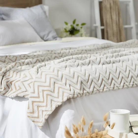 Stone Chevron Plush Throw-Kirkland's Home Store