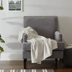 Stone Chevron Plush Throw-Kirkland's Home Store