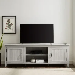 Stone Grooved Door Modern Farmhouse Tv Stand-Kirkland's Home Discount