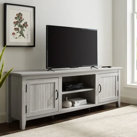 Stone Grooved Door Modern Farmhouse Tv Stand-Kirkland's Home Discount