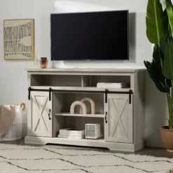 Stone Sliding Barn Door Highboy Tv Stand-Kirkland's Home Fashion