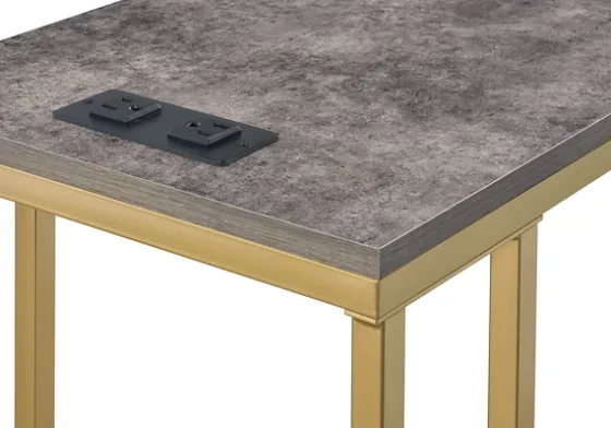 Stone Top Gold C-Frame Accent Table-Kirkland's Home Clearance
