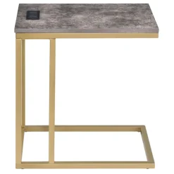 Stone Top Gold C-Frame Accent Table-Kirkland's Home Clearance