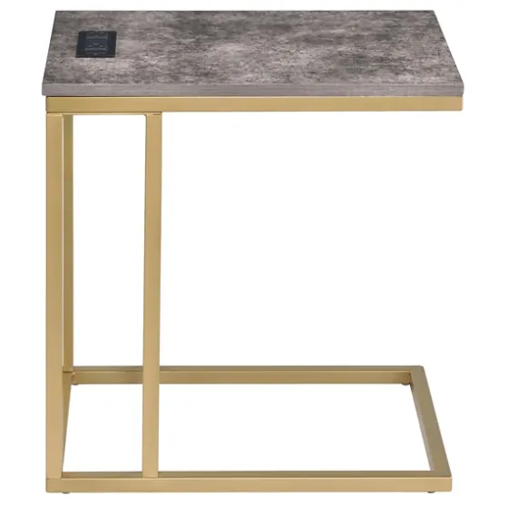 Stone Top Gold C-Frame Accent Table-Kirkland's Home Clearance