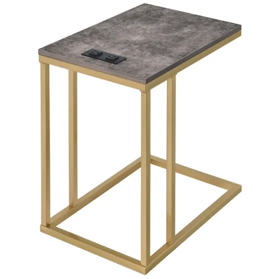 Stone Top Gold C-Frame Accent Table-Kirkland's Home Clearance