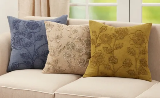 Stone Wash Embroidered Blossom Throw Pillow-Kirkland's Home Flash Sale