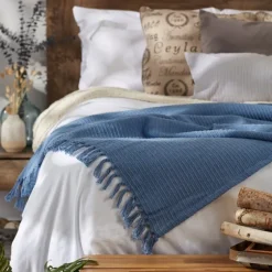 Stonewash Ribbed Fringe Throw-Kirkland's Home Cheap