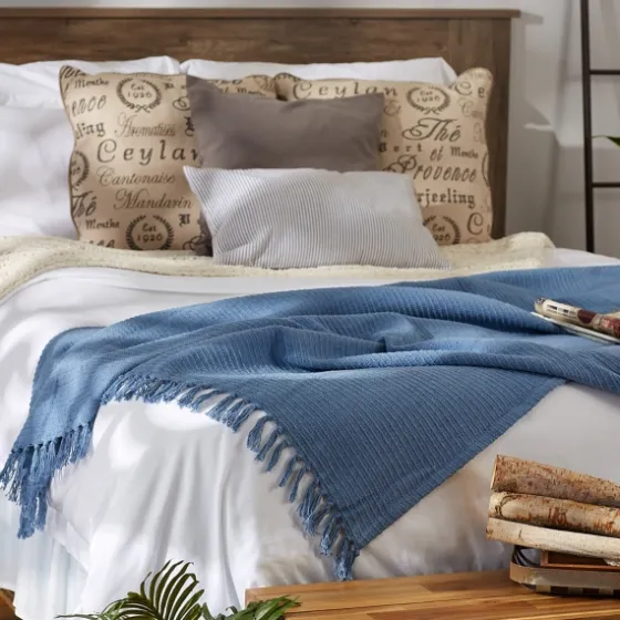 Stonewash Ribbed Fringe Throw-Kirkland's Home Cheap