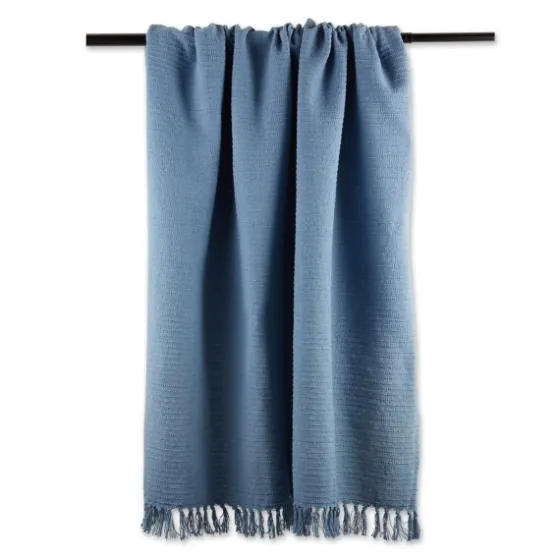 Stonewash Ribbed Fringe Throw-Kirkland's Home Cheap