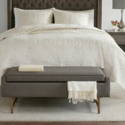 Storage Bench With Brown Metal Legs-Kirkland's Home Flash Sale