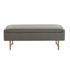Storage Bench With Brown Metal Legs-Kirkland's Home Flash Sale