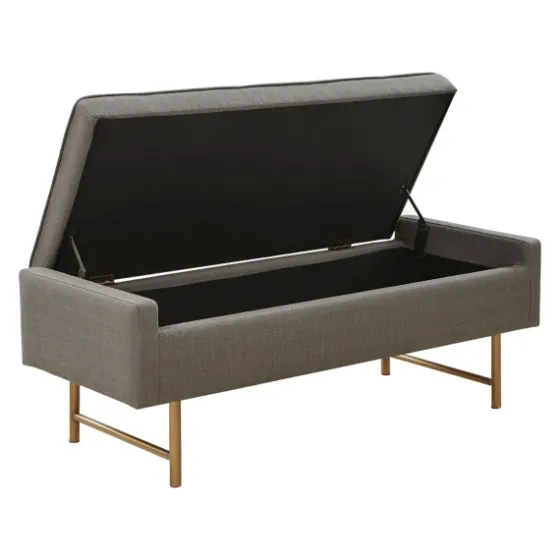 Storage Bench With Brown Metal Legs-Kirkland's Home Flash Sale