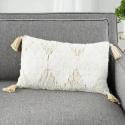 Stripe Diamond Tassels Cotton Lumbar Pillow-Kirkland's Home Best
