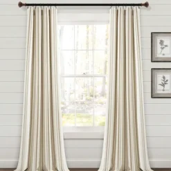 Stripe Farmhouse Curtain Panel Set, 95 In.-Kirkland's Home New