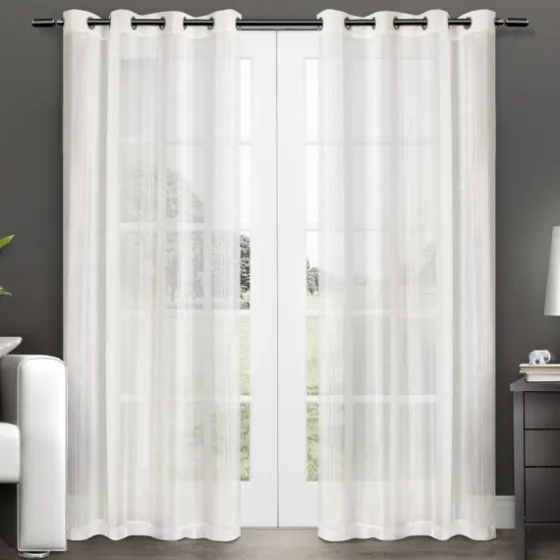 Stripe Sheer Curtain Panel Set, 96 In.-Kirkland's Home Flash Sale