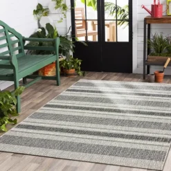 Stripe Weave Sun Shower Outdoor Area Rug, 5X8-Kirkland's Home Clearance