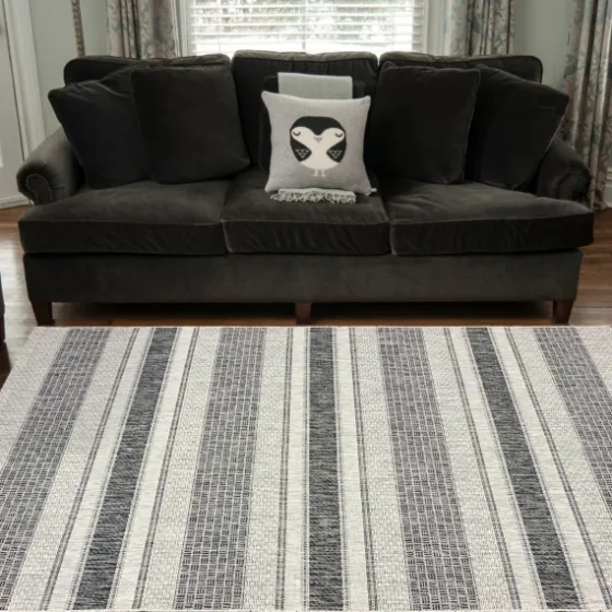 Stripe Weave Sun Shower Outdoor Area Rug, 7X9-Kirkland's Home New