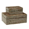 Striped Mother Of Pearl Shell Wood Boxes, Set Of 2-Kirkland's Home Online