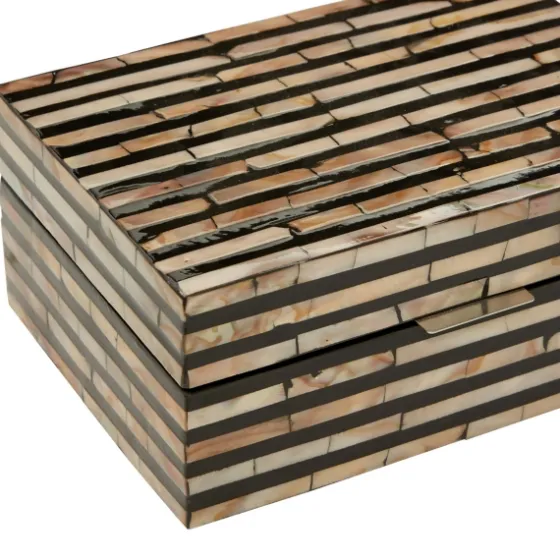 Striped Mother Of Pearl Shell Wood Boxes, Set Of 2-Kirkland's Home Online
