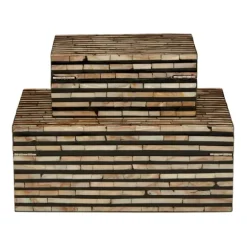 Striped Mother Of Pearl Shell Wood Boxes, Set Of 2-Kirkland's Home Online