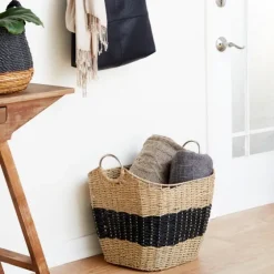 Striped Natural Seagrass Basket-Kirkland's Home Clearance