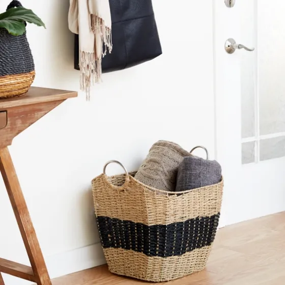 Striped Natural Seagrass Basket-Kirkland's Home Clearance