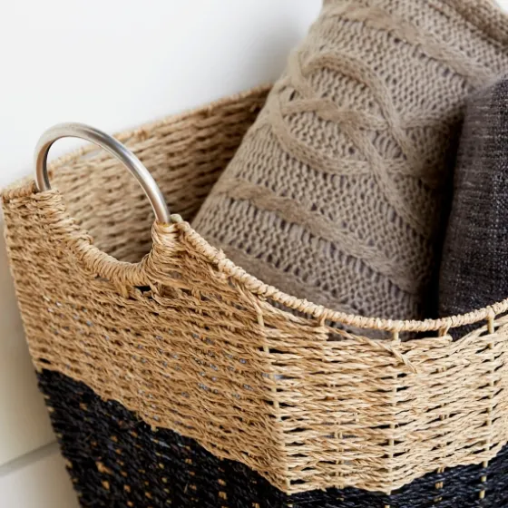 Striped Natural Seagrass Basket-Kirkland's Home Clearance