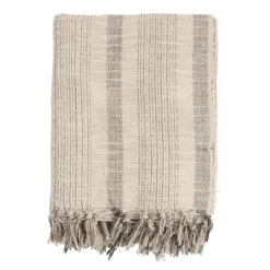 Stripes And Fringe Cream Throw Blanket-Kirkland's Home Store