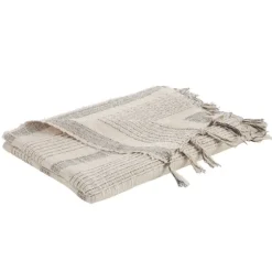 Stripes And Fringe Cream Throw Blanket-Kirkland's Home Store