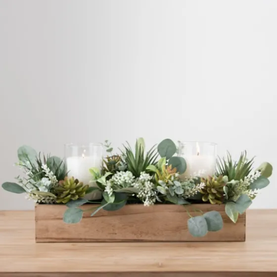 Succulent And Eucalyptus Centerpiece In Crate-Kirkland's Home Store
