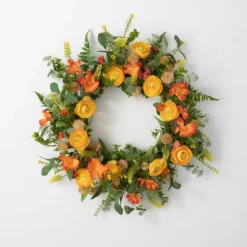 Summer Blooming Ranunculus Thistle Wreath-Kirkland's Home Flash Sale