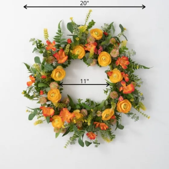 Summer Blooming Ranunculus Thistle Wreath-Kirkland's Home Flash Sale