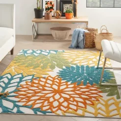 Summer Hues Floral Burst Outdoor Area Rug, 6X9-Kirkland's Home Online