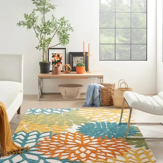 Summer Hues Floral Burst Outdoor Area Rug, 6X9-Kirkland's Home Online