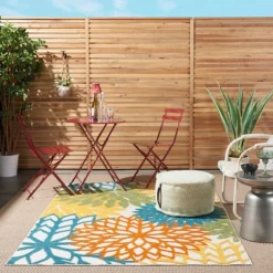 Summer Hues Floral Burst Outdoor Area Rug, 6X9-Kirkland's Home Online