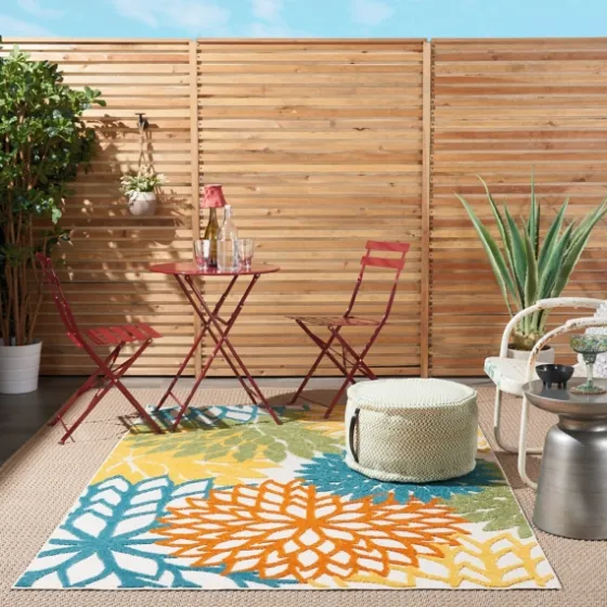 Summer Hues Floral Burst Outdoor Area Rug, 6X9-Kirkland's Home Online
