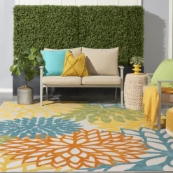 Summer Hues Floral Burst Outdoor Area Rug, 6X9-Kirkland's Home Online