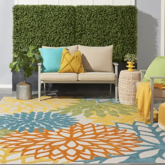 Summer Hues Floral Burst Outdoor Area Rug, 6X9-Kirkland's Home Online