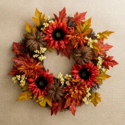 Sunflower And Pumpkin Rattan Wreath-Kirkland's Home New