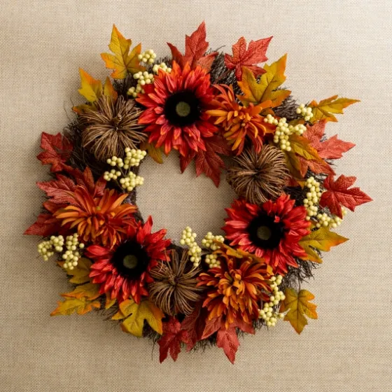 Sunflower And Pumpkin Rattan Wreath-Kirkland's Home New
