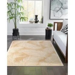 Sunlight Palm Leaves Outdoor Area Rug, 6X9-Kirkland's Home Fashion