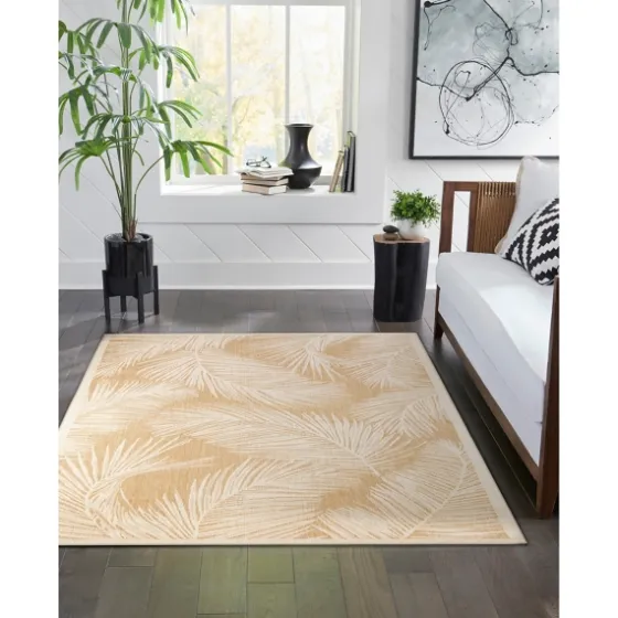 Sunlight Palm Leaves Outdoor Area Rug, 6X9-Kirkland's Home Fashion