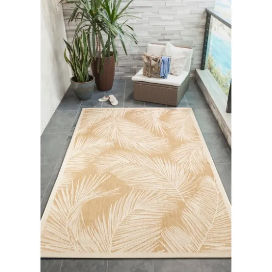 Sunlight Palm Leaves Outdoor Area Rug, 6X9-Kirkland's Home Fashion