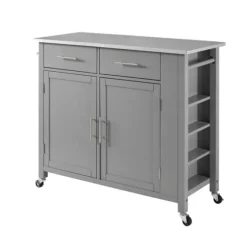Susanne Stainless Top And Gray Wood Kitchen Island-Kirkland's Home Shop