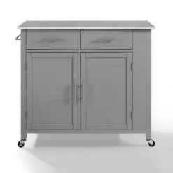 Susanne Stainless Top And Gray Wood Kitchen Island-Kirkland's Home Shop