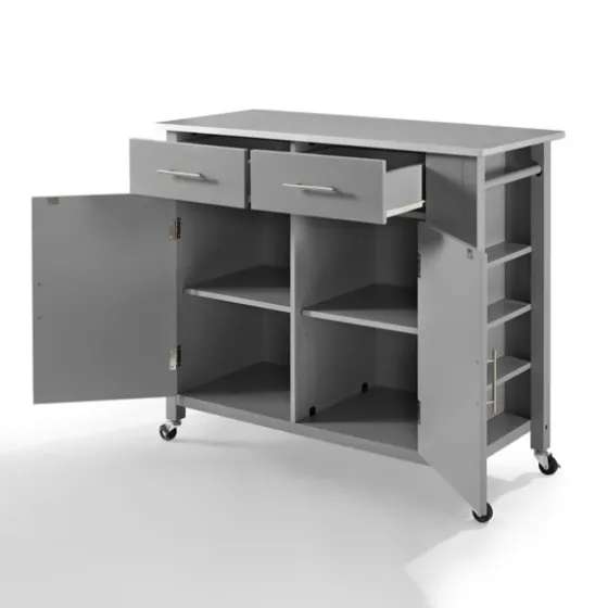 Susanne Stainless Top And Gray Wood Kitchen Island-Kirkland's Home Shop