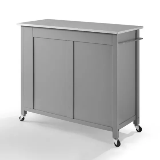 Susanne Stainless Top And Gray Wood Kitchen Island-Kirkland's Home Shop