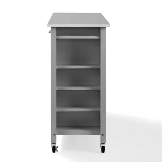 Susanne Stainless Top And Gray Wood Kitchen Island-Kirkland's Home Shop