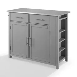 Susanne Stainless Top And Gray Wood Kitchen Island-Kirkland's Home Shop