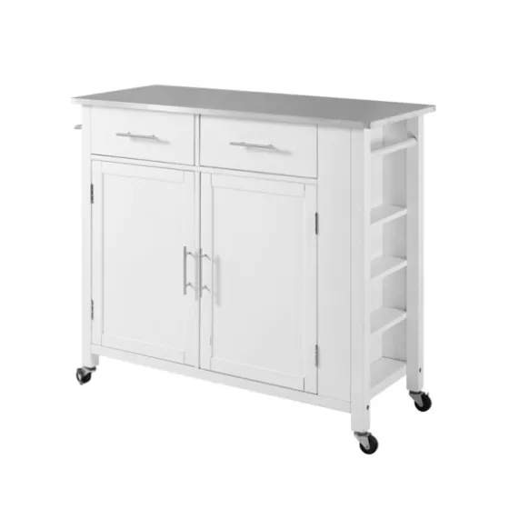 Susanne White And Stainless Steel Kitchen Island-Kirkland's Home Online